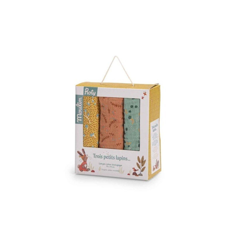 Juego de 3 muselinas Petits Lapins MOULIN ROTY
